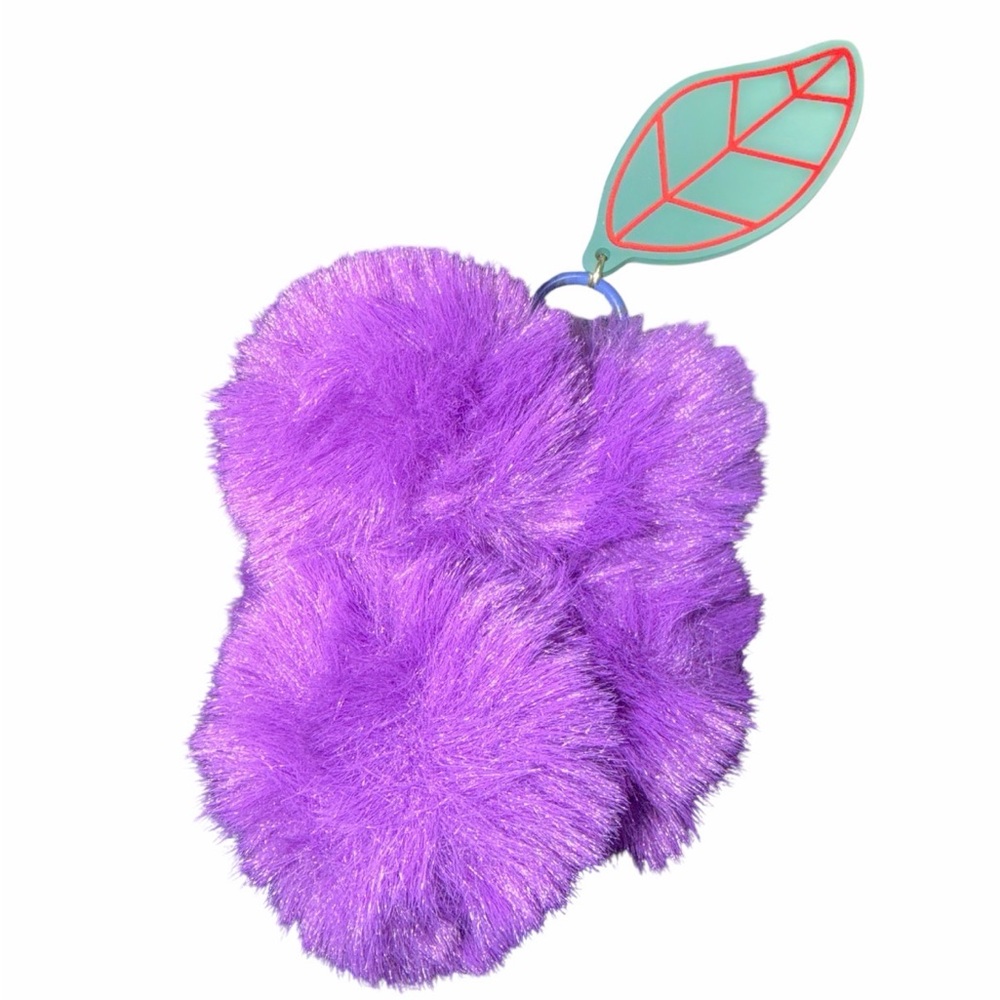 Bag charm Purple Fluffy Keychain with Leaf Charm new